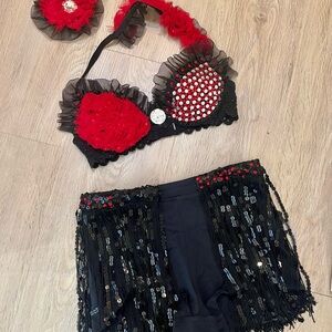 Red and Black Sequin Dance Costume
